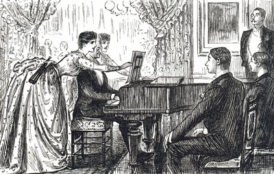 Una velada musical en casa. de Unbekannter Künstler