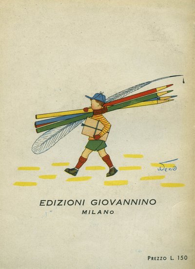 Un escolar con pluma y lápices. Álbum de música infantil. Edizioni Giovannino, sd de Unbekannt
