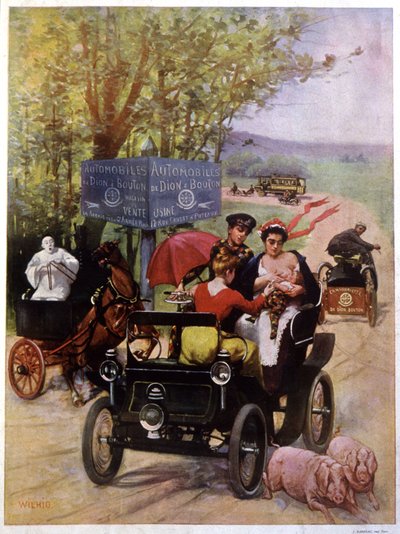Publicidad de Wilhio para los automóviles de Dion Bouton Francia finales del siglo XIX de Unbekannter Künstler