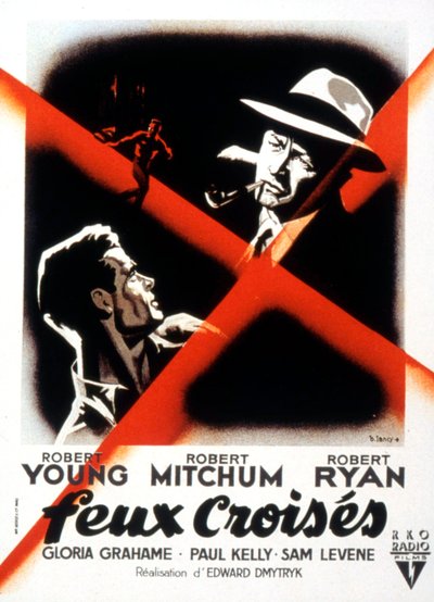 Cartel de la película Crossfire con Robert Young, Robert Mitchum y Robert Ryan 1947 de Unbekannt