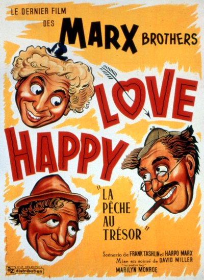 Cartel de la película La pesca del tesoro, LOVE HAPPY, de David Miller con los Hermanos Marx 1949 de Unbekannt