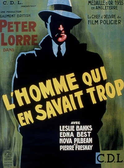 Cartel de la película The Man Who Knew Too Much de Alfred Hitchcock con Peter Lorre 1934 de Unbekannt