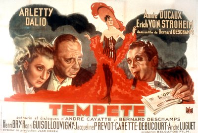 Cartel de la película Tempestad de Bernard Deschamps con Arletty, Marcel Dalio, Annie Ducaux y Erich Von Stroheim 1940 de Unbekannt