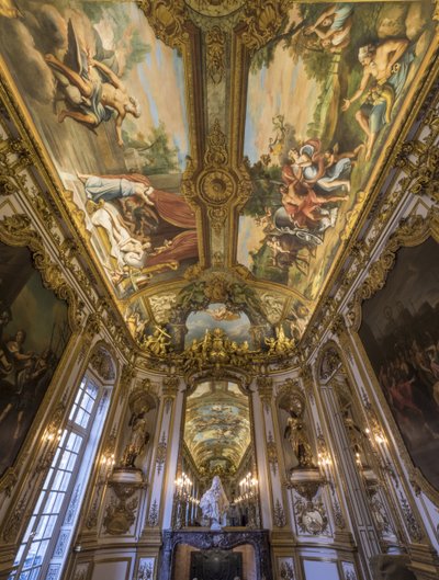 Alegoría del Fuego y la Tierra en la bóveda. Pintura de la bóveda de la Galerie dorée, por François Perrier de Unbekannt