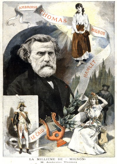 Ambroise Thomas y la representación número 1000 de Mignon, c.1895 (impresión) de Unbekannter Künstler