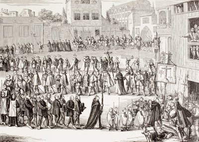 Un Auto de Fe, procesión en España, después de un grabado del siglo XV, de 