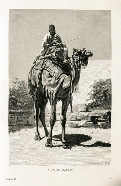 Un egipcio y su hijo en un camello (Ilustración del Atlas de Egipto) de Unknown