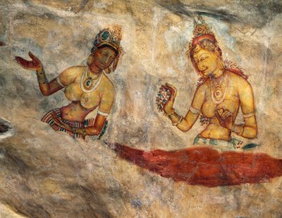 Apsaras, ninfas celestiales que ofrecen flores, fresco, ciudadela fortificada de Sigiriya (Lista del Patrimonio Mundial de la UNESCO de Alec Hunter