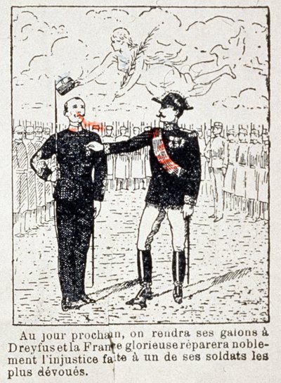 Ejército dando galones al capitán Dreyfus, c. 1906 (dibujo) de Unbekannter Künstler