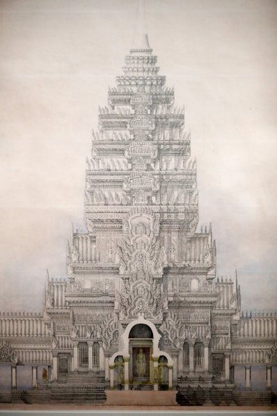 Museo de Civilizaciones Asiáticas, Angkor, Explorando la ciudad sagrada de Camboya, Vista frontal de los tres primeros recintos de Angkor Wat, Louis Delaporte, Camboya de Unbekannt
