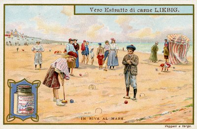 A la orilla del mar: Jugar al croquet de Unbekannter Künstler