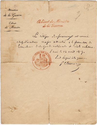 Carta autógrafa del delegado de guerra Gustave Paul Cluseret durante la Comuna de París. Dim. 10,7x6,8 cm 1871 de Unbekannt