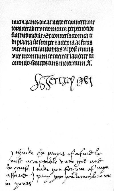 Firma autógrafa del Rey Enrique VIII e inscripción de su esposa, la Reina Catalina de Aragón de Unbekannt