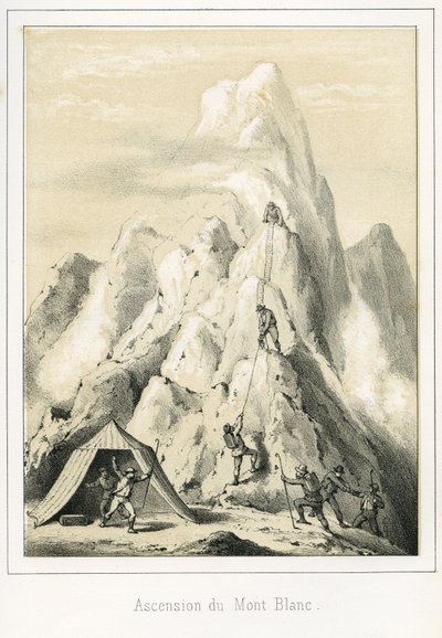 Avalancha en el Mont Blanc que resultó en la muerte de tres guías. Grabado “Ciel Terre et Mer” de R. Delasalle, circa 1860 de Unbekannt