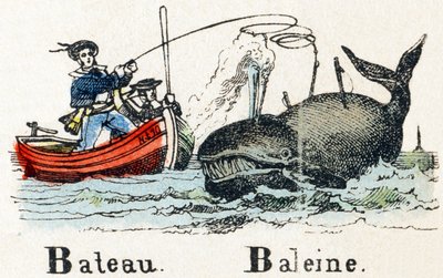 B - Barco Ballena - Alfabeto - entretenimiento infantil - Imagen epinal, serie popular c.1890 (ilustración) de Unbekannt