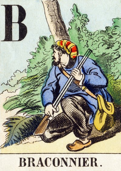B: Cazador furtivo - El Alfabeto de la Caza, c.1890 de Unbekannt