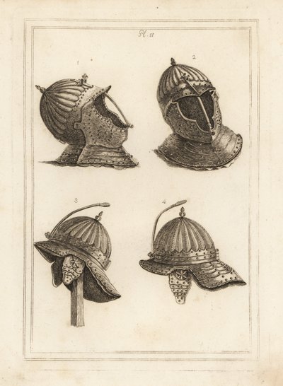 Casco de barra y casco del Duque de Monmouth con un resorte para sostener un penacho de Unbekannt