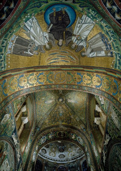 Basílica de San Vital, Mosaicos en la bóveda del ábside, Rávena, Emilia-Romaña, Italia de William M. Timlin