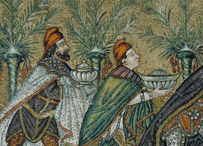 Detalle de mosaicos que representan la procesión de los Magos de Benjamin Baud