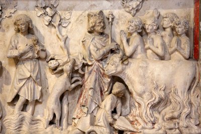 Basílica de San Denis, bajo relieve, representación de una multitud rezando cuando el rey pasaba, Saint-Denis, Francia de Unbekannt