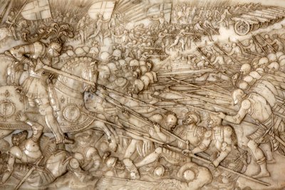 Basílica de San Denis, tumba de Francisco I, rey de Francia y Claudia de Francia, bajo relieve de la fundación, representación de la batalla de Marignano en 1515 - la intervención victoriosa de Francisco I, Saint-Denis, Francia de Unbekannt