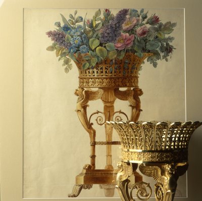Cesta de flores con leones, dibujo de Garneray circa 1800 de Unbekannt