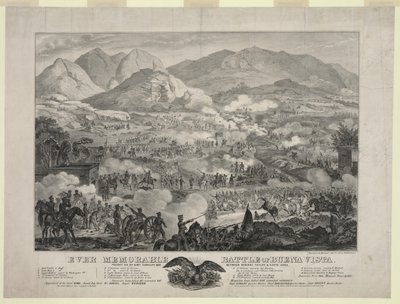 Batalla de Buena Vista también conocida como Batalla de Angostura, las tropas del General Zachary Taylor forzando la retirada del General Antonio López de Santa Anna, 23 de febrero de Unbekannt
