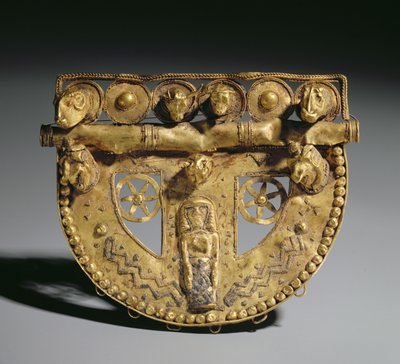 Hebilla de cinturón con decoración granulada, período orientalizante, c.700 a.C. (oro) de Unbekannt