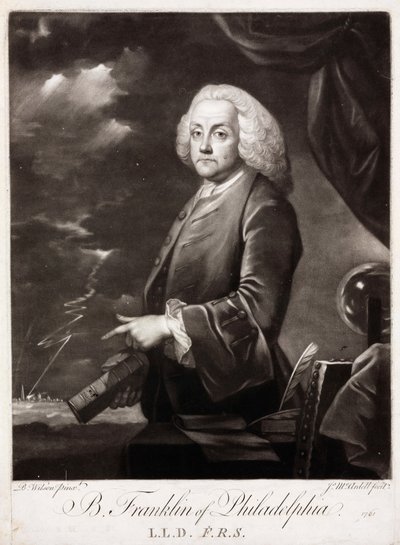 Benjamin Franklin, teórico estadounidense sobre la electricidad estática de Unbekannt