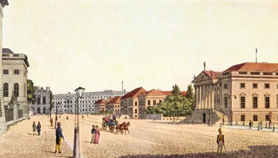 Berlín - bulevar "Unter den Linden" y Ópera Estatal de Berlín, finales del siglo XIX / principios del XX (impresión) de Unbekannter Künstler