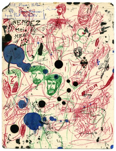 Papel secante cubierto de manchas y garabatos, hacia 1960 (dibujo) de Unbekannter Künstler