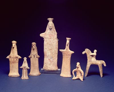 Grupo Beocio: Figuras de pie, en cuclillas y un jinete, c.600-550 AC de Unbekannt