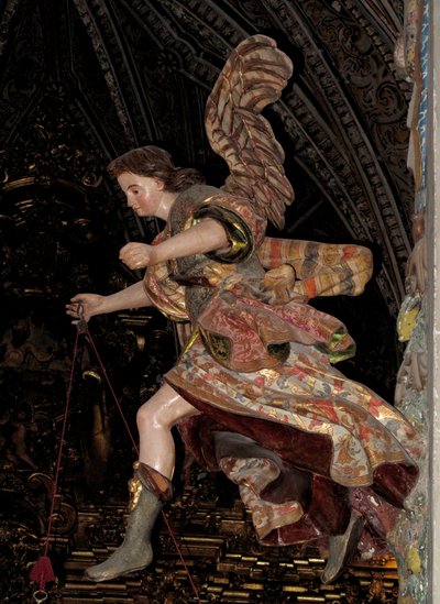 Ángel saltarín - Escultura, arte barroco de Unbekannter Künstler