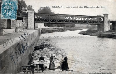 Bretaña, Ille et Vilaine (35), Redon: el puente ferroviario - Postal fechada en 1904 de Unbekannt