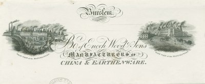 Burslem - Encabezado de factura de Enoch Wood & Sons: grabado, nd [?siglo XIX] de Unbekannt
