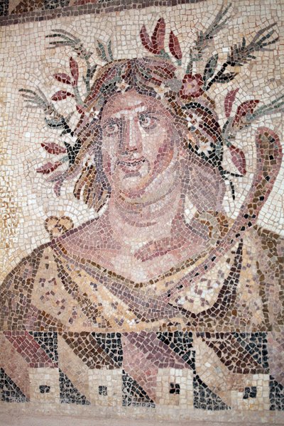 Busto de Otoño - (detalle) del panel de las Cuatro Estaciones - Mosaicos de Pafos, Casa de Dionisio - Finales del siglo II d.C. - Chipre - Personificación del Otoño de Unbekannt