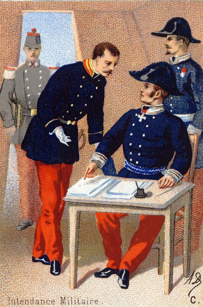C: Administración militar. Grabado en "Alfabeto Militar". Iniciales del ilustrador: A. D. Editor desconocido. Cromolitografías finales del siglo XIX. Dim: 10,5x7cm de Unbekannt
