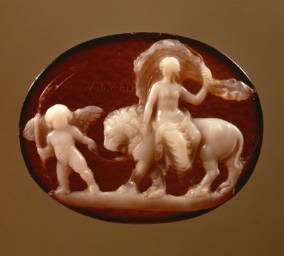 Camafeo de Venus sentada en un león guiado por Cupido de Unbekannt