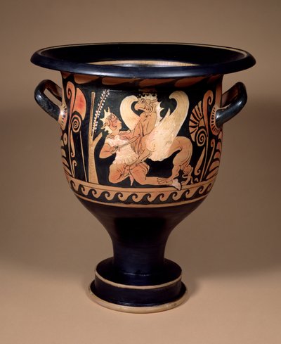 Crátera de campana de figuras rojas campaniana decorada con un arimaspo en combate con un gran grifo, c.340 a.C. de Unbekannt