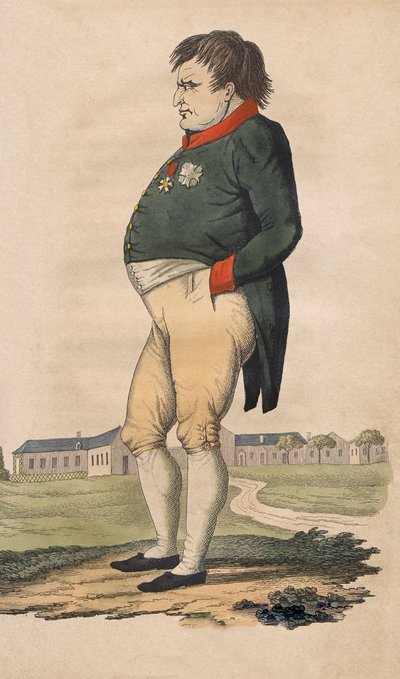 Caricatura de Napoleón Bonaparte en Santa Elena hecha dos meses antes de su muerte el 5 de mayo de Unbekannt