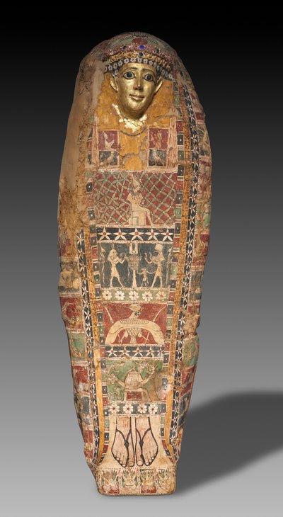 Caja de momia de cartonaje, Dinastía Ptolemaica Tardía a Imperio Romano Temprano, c.50 a.C.-50 d.C. de Unbekannt