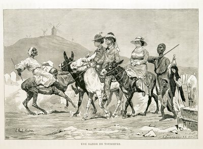 Caricatura de turistas occidentales en Egipto - Ilustración del Atlas de Egipto de Unknown