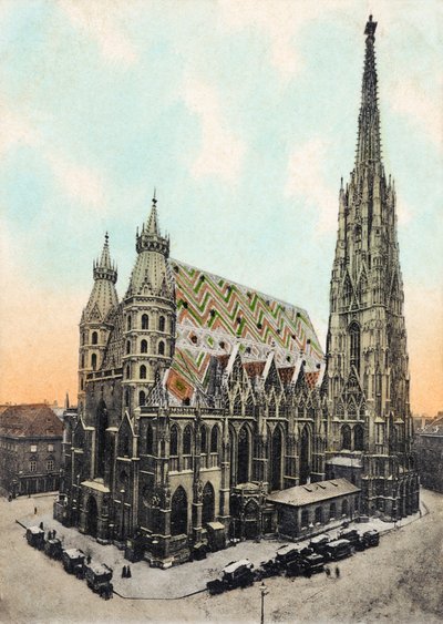 Catedral e iglesia parroquial metropolitana de San Esteban, Viena, finales del siglo XIX/principios del XX (tarjeta postal) de Unbekannter Künstler