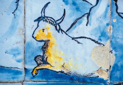 Ganado, azulejos, Palacio de los Marqueses de Fronteira, Lisboa, Portugal (detalle) de Benjamin Baud
