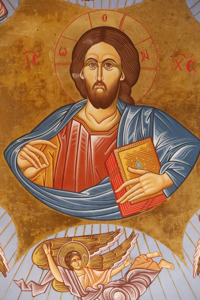 Fresco en el techo de la iglesia ortodoxa de Pedoulas. Cristo Pantocrátor, Pedoulas, Chipre de Unbekannt
