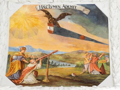 Fresco del techo de la nave de la iglesia de Santa Catalina, representaciones alegóricas de las victorias del emperador Leopoldo I sobre los otomanos, Mausoleo de los Habsburgo, Graz, Estiria, Austria, Europa (foto) de Unbekannter Künstler