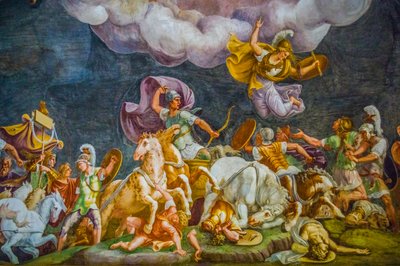 Pintura en el techo del Palacio Duccale, Palacio Real, Castillo San Giorgio, Mantua, Lombardía, Italia, Europa (foto) de Unbekannter Künstler
