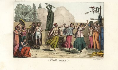 Danza ceremonial para Artemisa o Diana la Cazadora en un bosque sagrado en la isla de Delos de Unbekannt
