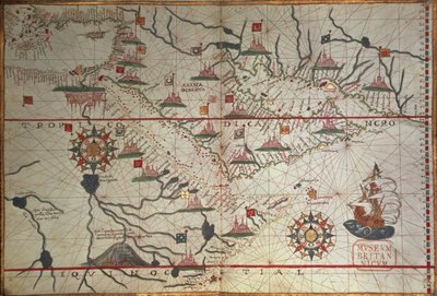 Gráfico de Arabia y el Mediterráneo oriental, parte de un atlas portulano, c.1650 (pluma y tinta sobre papel) de Unbekannter Künstler