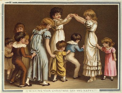 Niños jugando a Naranjas y Limones, postal victoriana de Navidad y Año Nuevo de Unbekannter Künstler